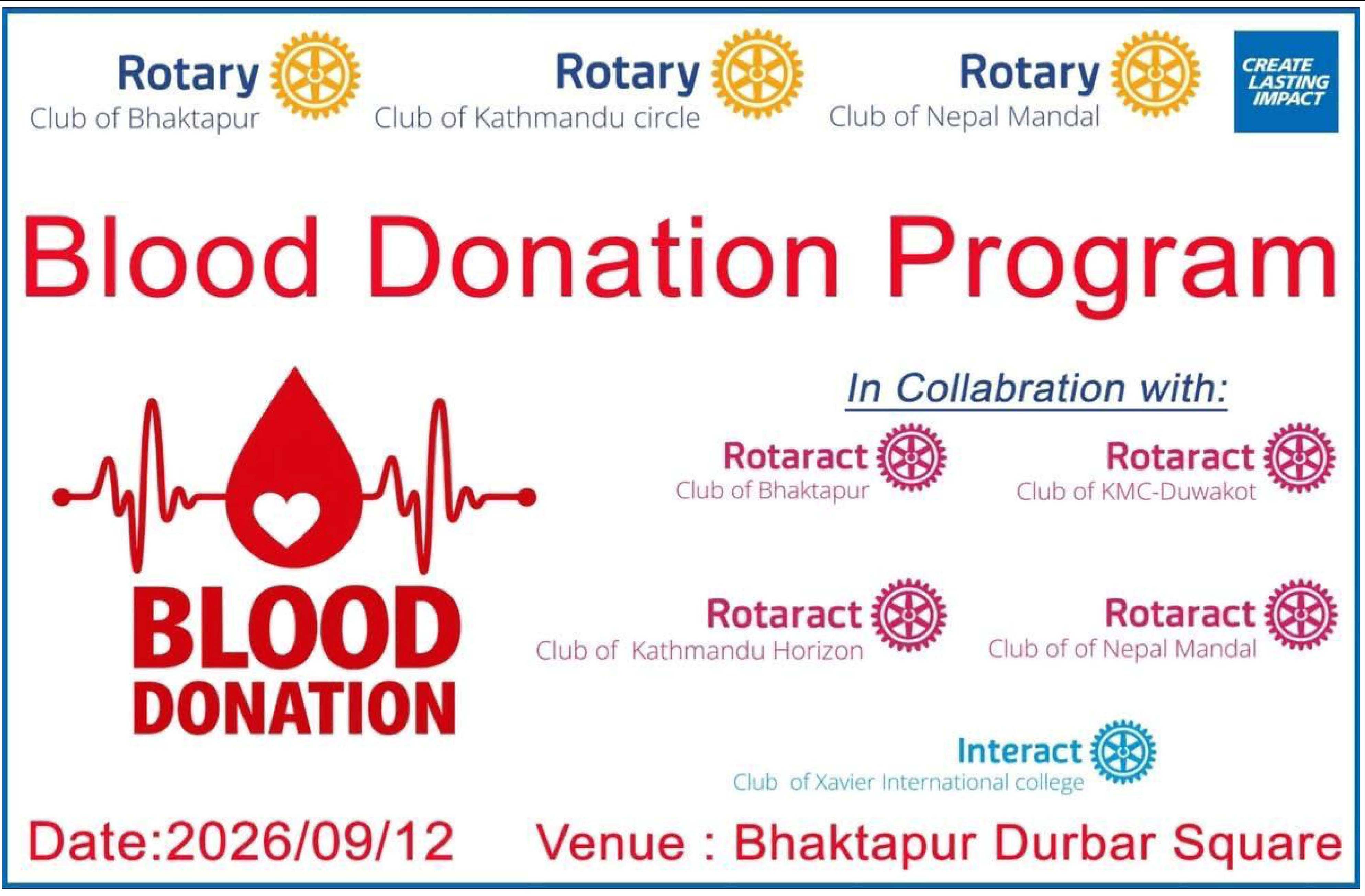 Support to flood Victims through Mega Blood Donation at Bhaktapur Durbar Square, Bhaktapur.